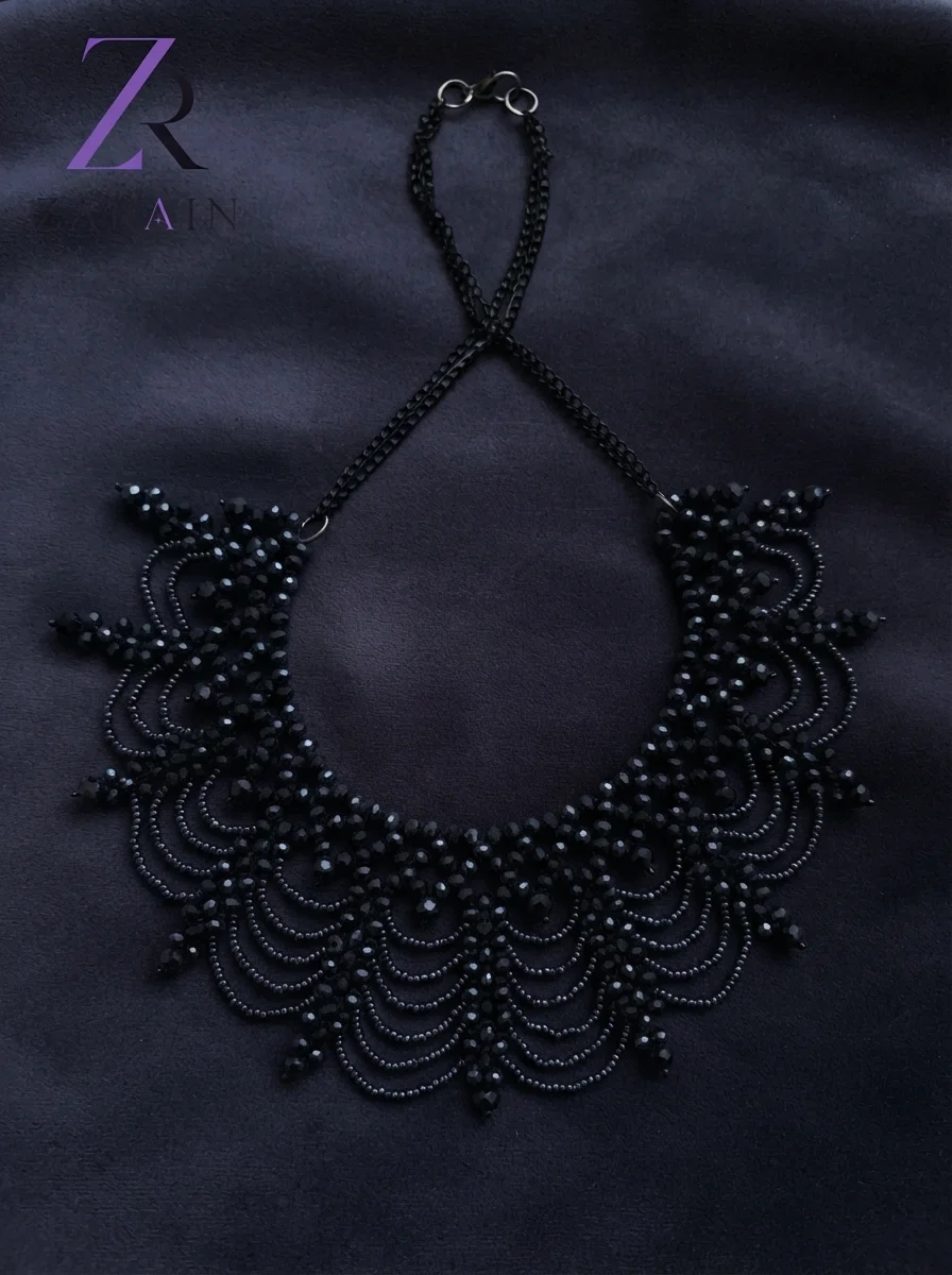 Gothic Elegance Black Crystal Collar